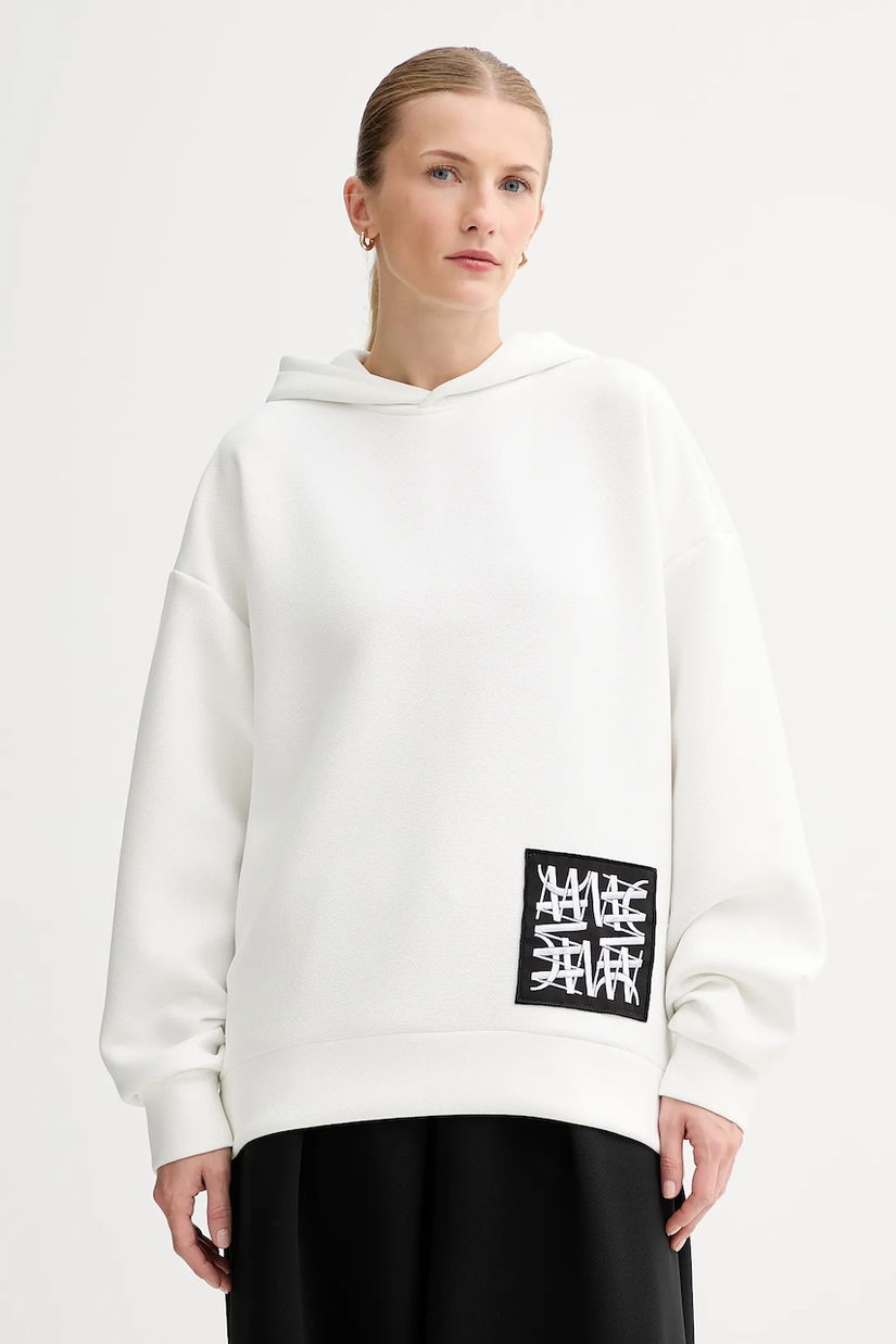 MMC STUDIO bluză culoarea alb, cu glugă, cu imprimeu, VERITE.HOODIE