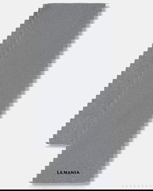 La Mania eșarfă de lână MERINOWOOL culoarea gri, uni, MERINOWOOL