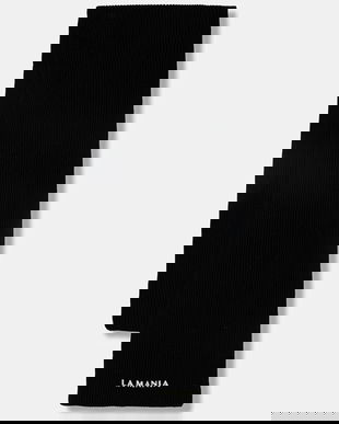 La Mania eșarfă de lână MERINOWOOL culoarea negru, uni, MERINOWOOL