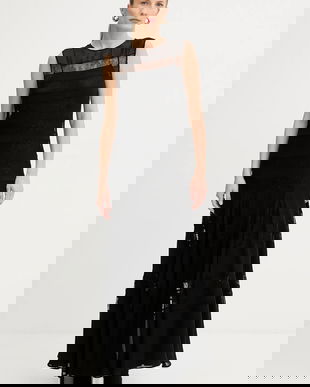 Marella rochie culoarea negru, maxi, evazați, 2523226012200