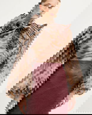 Retrofete bluză de mătase Peregrine culoarea bej, cu imprimeu, R-FW25-11912-11