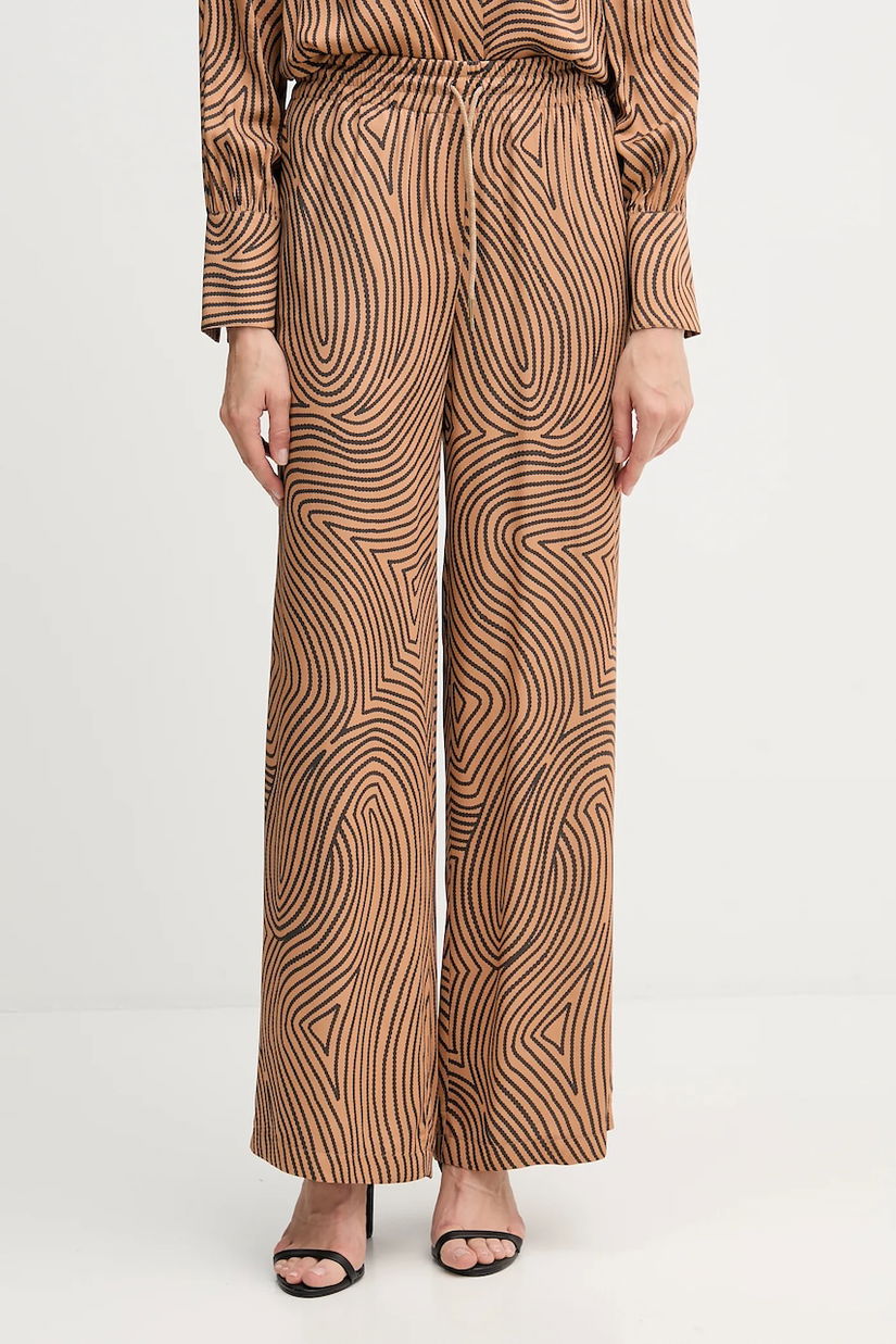 Marc Aurel pantaloni culoarea maro, lat, high waist, 1853-1002-24812