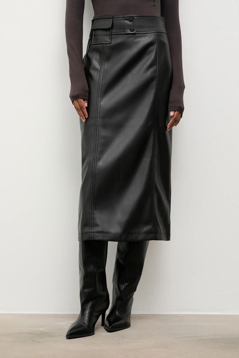 Answear.LAB fusta culoarea negru, midi, drept