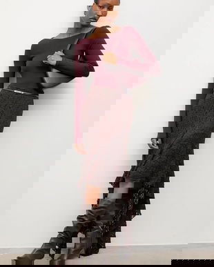 Answear.LAB fusta culoarea maro, midi, evazati