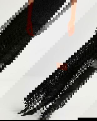 Answear.LAB fusta culoarea negru, midi, evazati