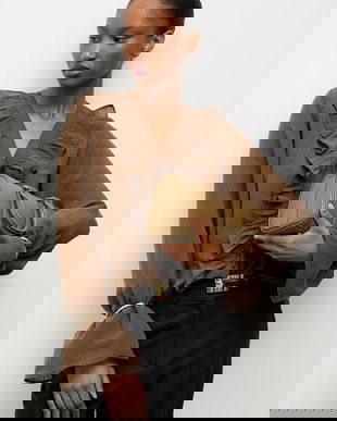 Answear.LAB bluza culoarea maro, neted