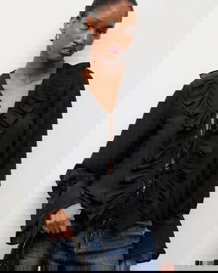 Answear.LAB bluza culoarea negru, neted