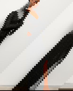 Answear.LAB rochie culoarea negru, maxi, evazati