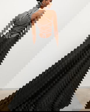 Answear.LAB rochie culoarea negru, maxi, evazati