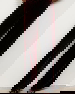 Answear.LAB pantaloni de catifea culoarea bordo, lat, high waist