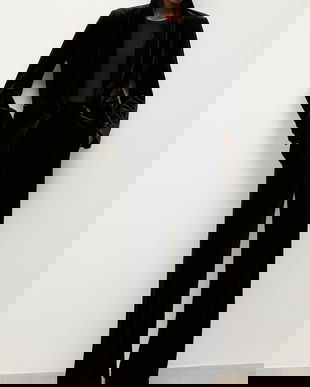 Answear.LAB pantaloni de catifea culoarea negru, lat, high waist