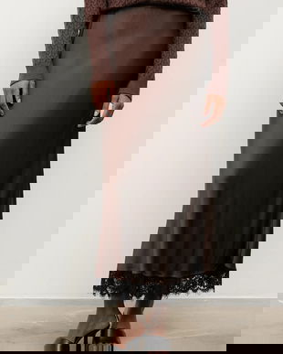 Answear.LAB fusta culoarea maro, maxi, evazati