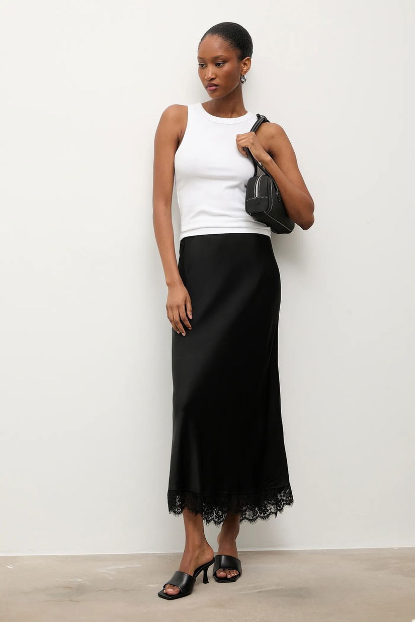 Answear.LAB fusta culoarea negru, maxi, evazati