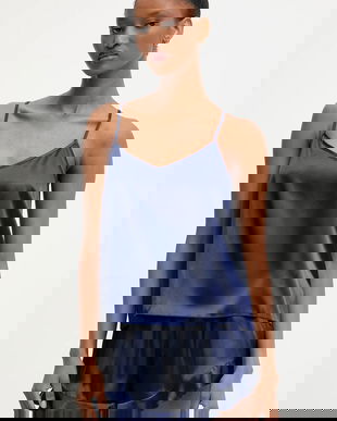 Answear.LAB pijama culoarea albastru marin, satin