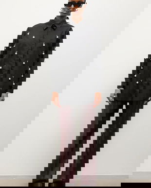 Answear.LAB camasa din bumbac culoarea negru, cu guler clasic, regular