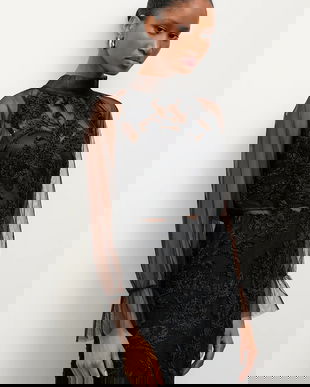 Answear.LAB bluza culoarea negru, in modele florale