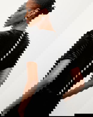 Answear.LAB bluză de catifea culoarea negru, neted