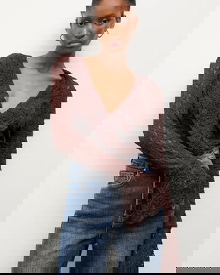 Answear.LAB bluza culoarea maro, neted