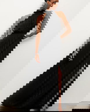 Answear.LAB rochie culoarea negru, maxi, evazati