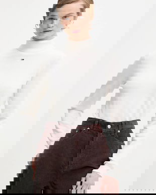 Tommy Jeans pulover de bumbac culoarea alb, light, cu guler, DW0DW21672