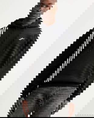 adidas Originals bluză Front ST culoarea negru, cu glugă, cu imprimeu, JV9879
