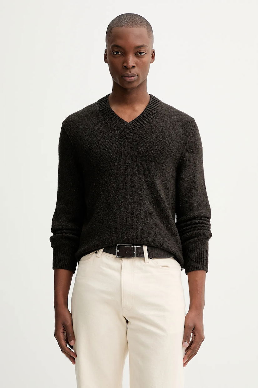 Marc O'Polo pulover din amestec de lână culoarea maro, 530512260178