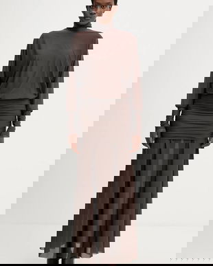 Aniye By rochie culoarea maro, maxi, evazați, 181423