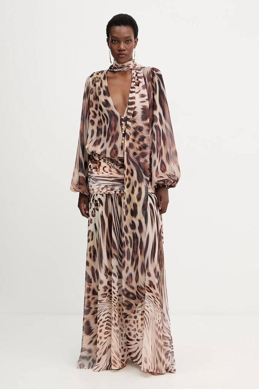 Retrofete rochie Opaline culoarea bej, maxi, evazați, R-FW25-11909-17