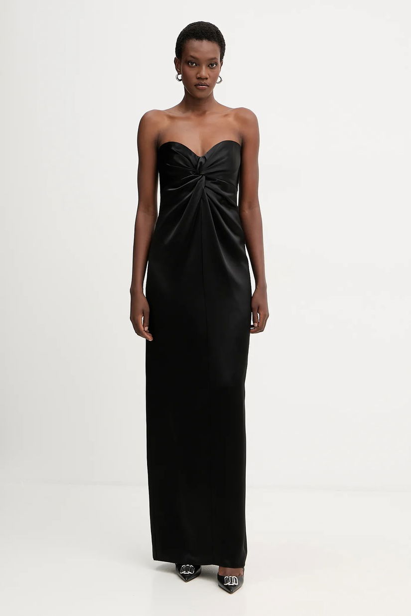 Retrofete rochie Olivine culoarea negru, maxi, mulată, FW24-9769