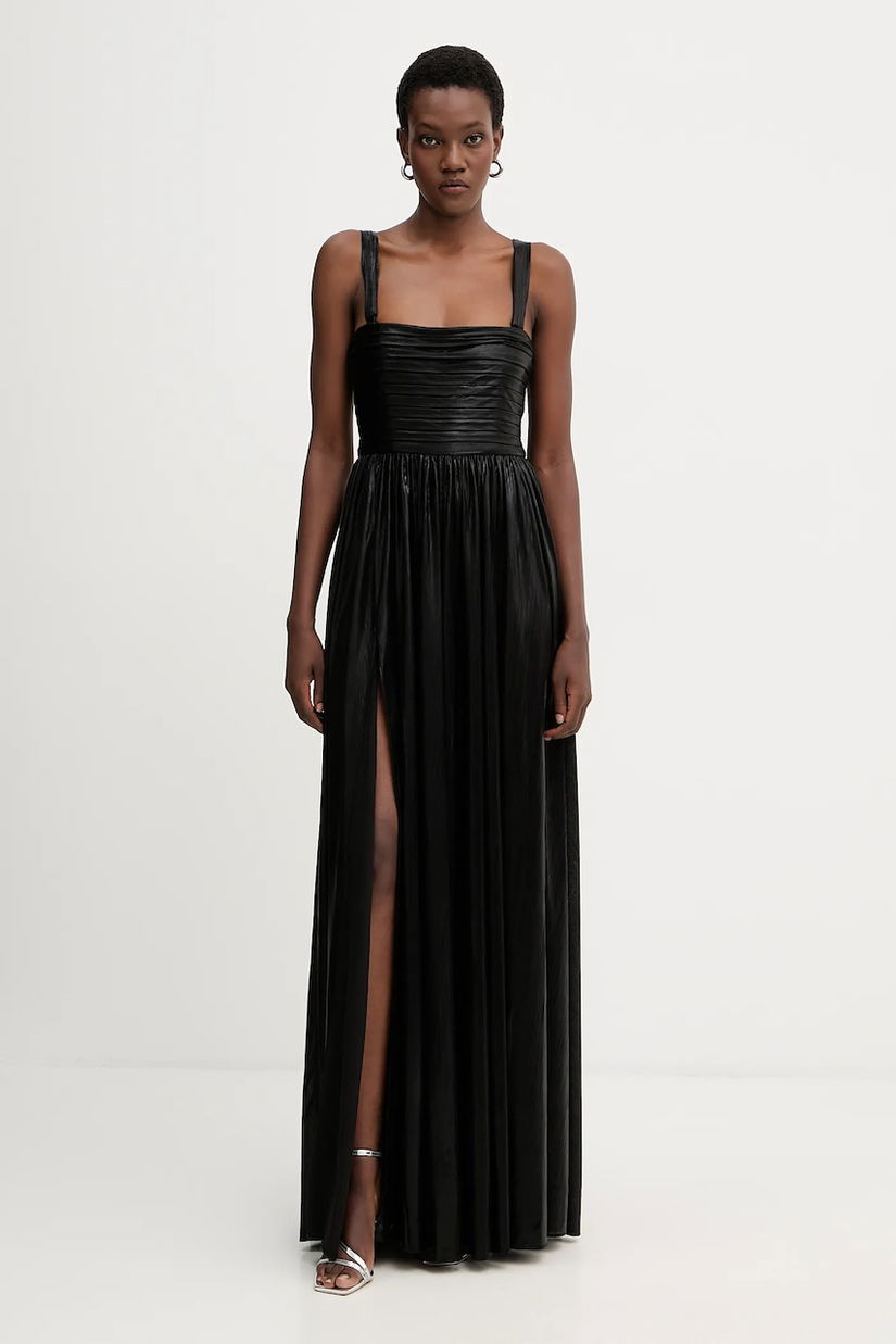 Retrofete rochie Iris culoarea negru, maxi, evazați, FW24-10329