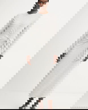 BOSS Orange rochie culoarea gri, maxi, drept, 50547821