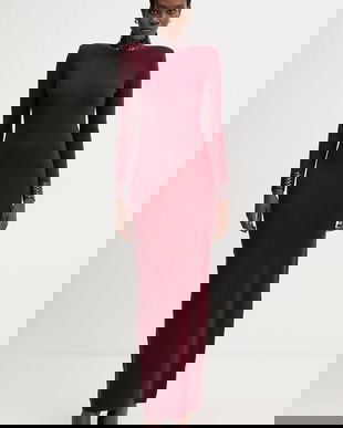 Retrofete rochie din amestec de lână Monroe culoarea bordo, maxi, mulată, HL24-8110