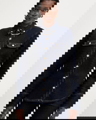 Retrofete cămașă jeans Jorun culoarea bleumarin, cu guler clasic, slim, R-FW25-11811-11