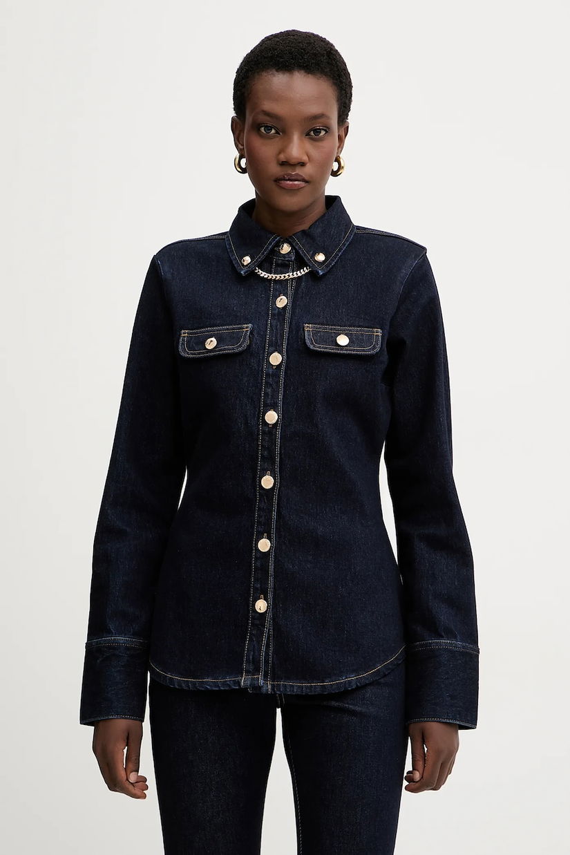 Retrofete cămașă jeans Jorun culoarea bleumarin, cu guler clasic, slim, R-FW25-11811-11
