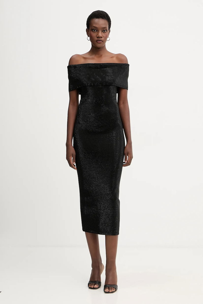 MICHAEL Michael Kors rochie culoarea negru, midi, mulată, MF5836B5ZV