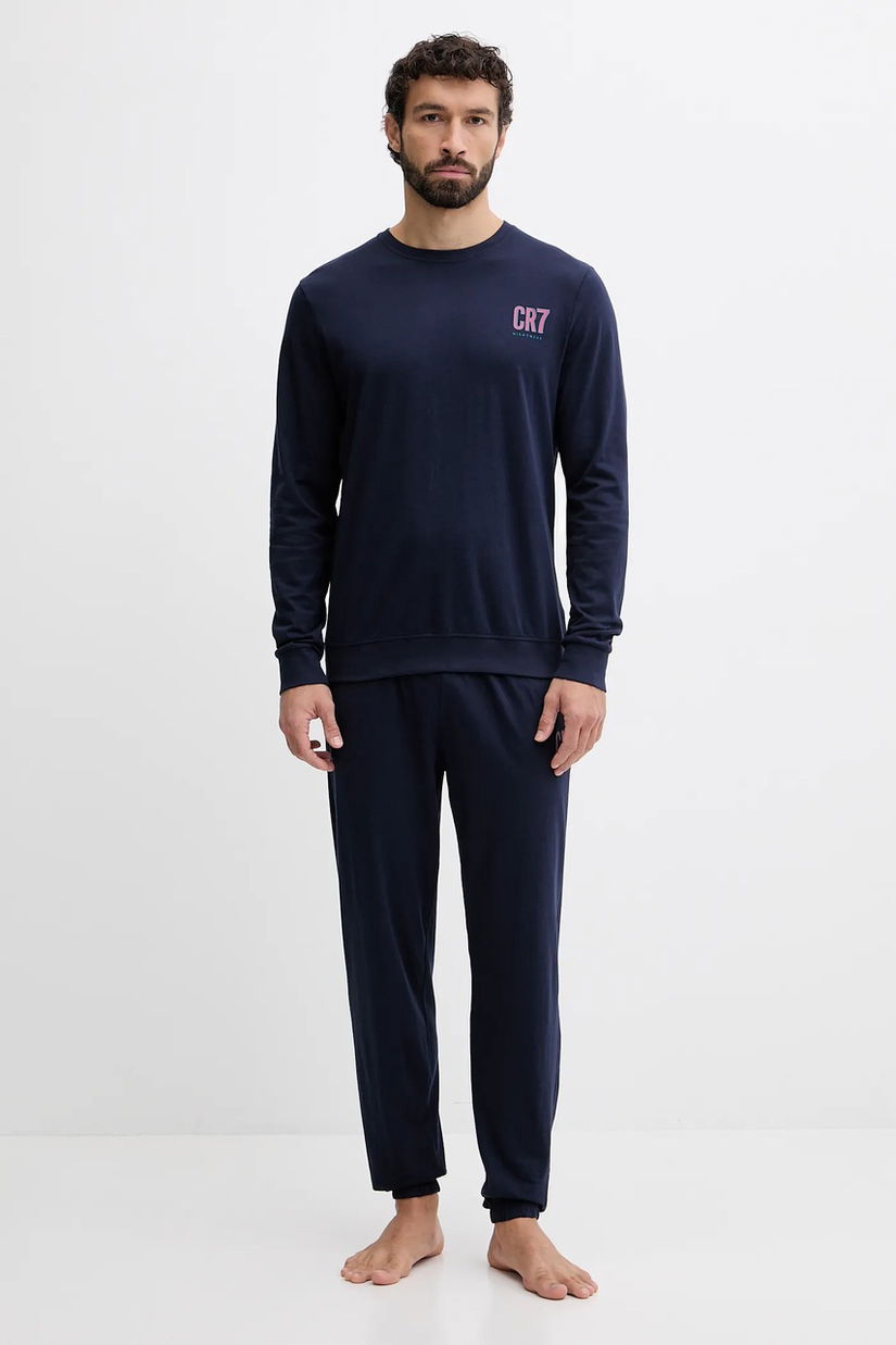 CR7 Cristiano Ronaldo pijamale de bumbac culoarea bleumarin, cu imprimeu, 8730.42.1046