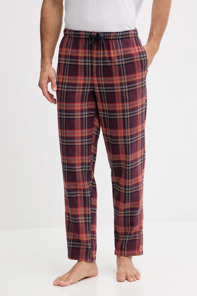 Lindbergh pantaloni pijama bumbac culoarea bordo, cu model, 30.997528