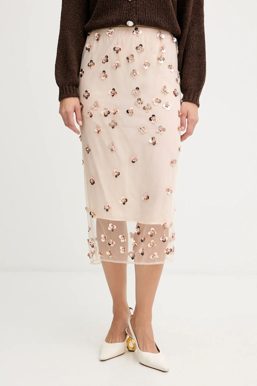 Forte Forte fustă culoarea bej, midi, drept, 14356.myskirt
