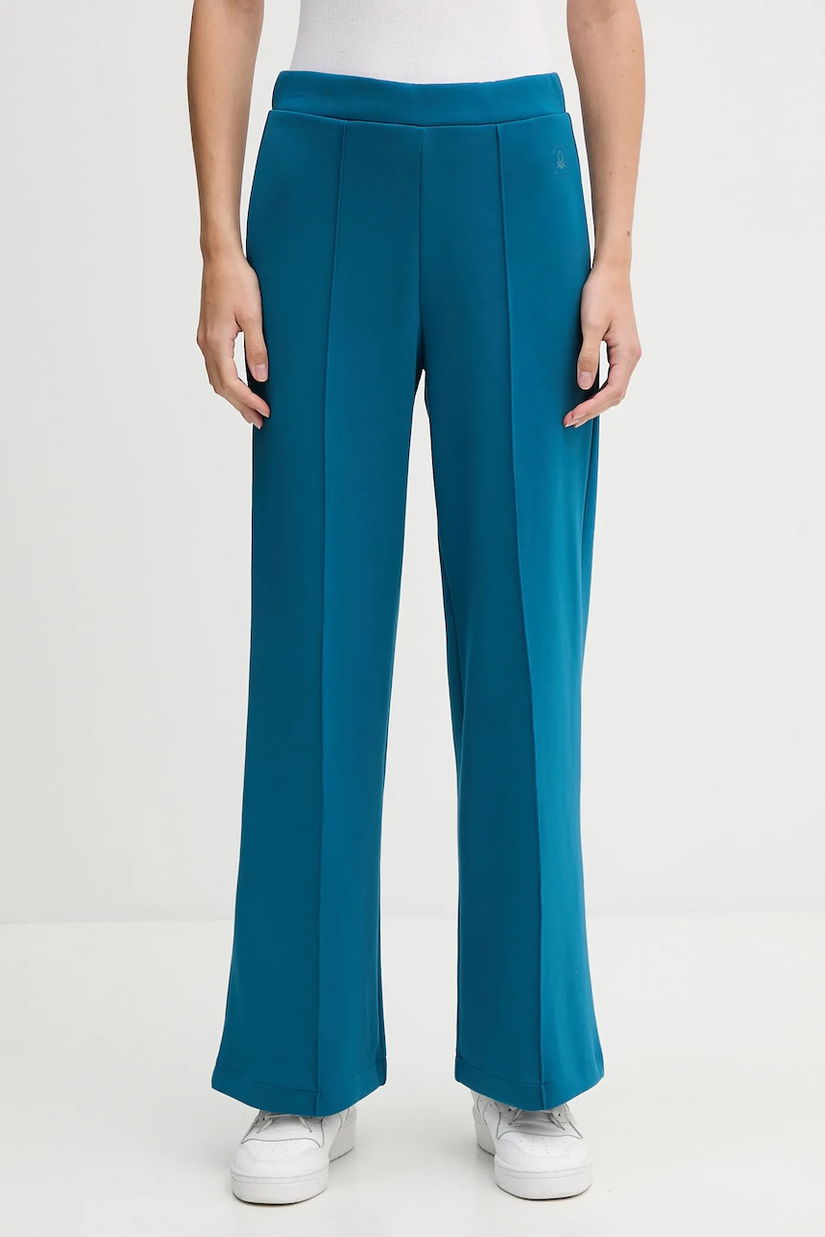 United Colors of Benetton pantaloni de trening culoarea turcoaz, uni, 3Y2F3F04K