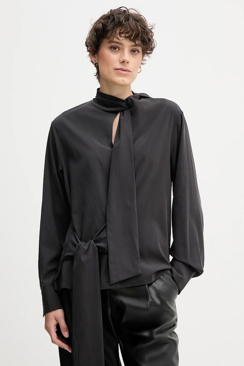 Sandro Ferrone bluză culoarea negru, uni, S165YBFCRUSCA