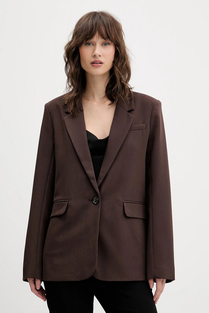 Abercrombie & Fitch sacou culoarea maro, un singur rând de nasturi, uni, KI144-5233-480