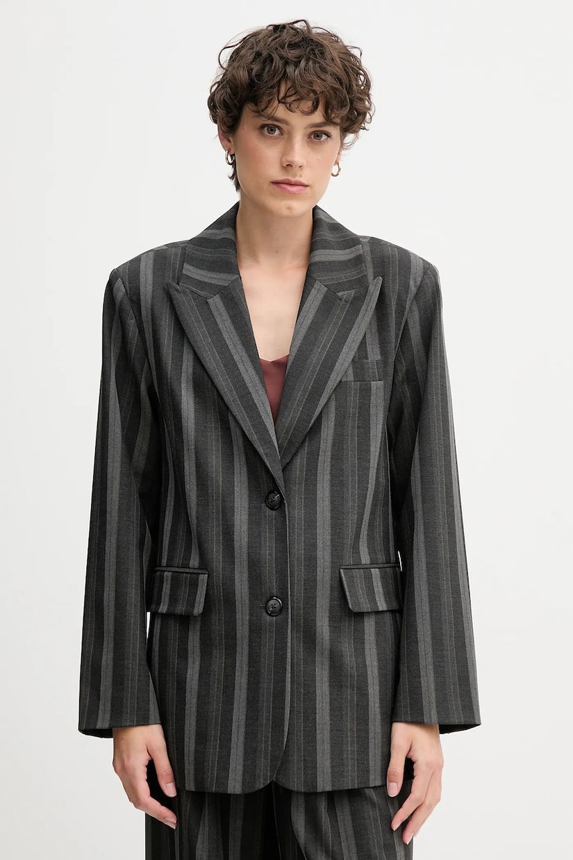 Mos Mosh sacou ELVY culoarea gri, un singur rând de nasturi, cu imprimeu, 173870