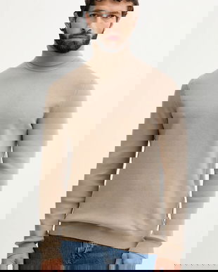 Lindbergh pulover culoarea bej, cu guler, 30.805009D