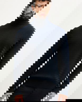 Lindbergh pulover culoarea bleumarin, cu guler, 30.805009D