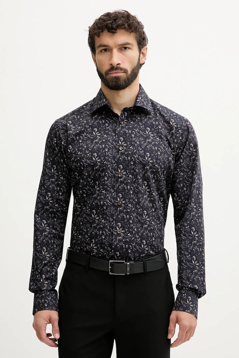 Eton cămașă din bumbac culoarea bleumarin, cu guler italian, slim, 100014420