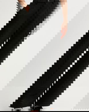 Bardot pantaloni culoarea negru, evazați, high waist, 58936PB4