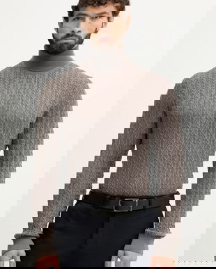 Joop! pulover din amestec de lână culoarea maro, cu guler, 30047372