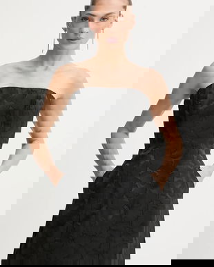 Bardot rochie culoarea negru, mini, evazați, 60099DB