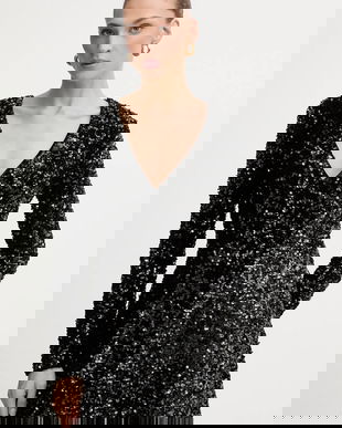 Bardot rochie culoarea negru, mini, evazați, 60054DB