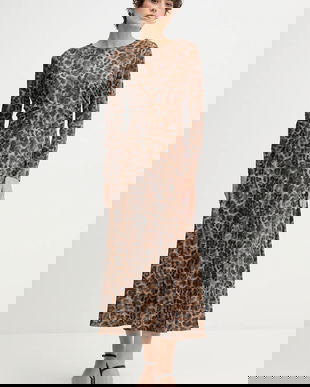 OUI rochie culoarea maro, maxi, evazați, 88650